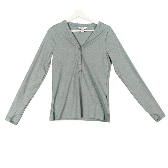 Athleta Green V-Neck ribbed top - Picture 1 of 9